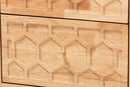 Muriel Japandi Carved Honeycomb Natural 2-Drawer Nightstand Baxton