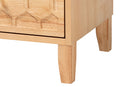 Muriel Japandi Carved Honeycomb Natural 2-Drawer Nightstand Baxton