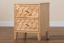 Muriel Japandi Carved Honeycomb Natural 2-Drawer Nightstand Baxton
