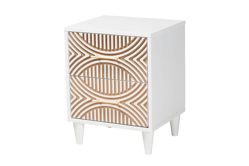 Hazel Carved Contrasting Nightstand Baxton