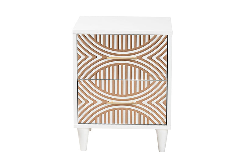 Hazel Carved Contrasting Nightstand Baxton