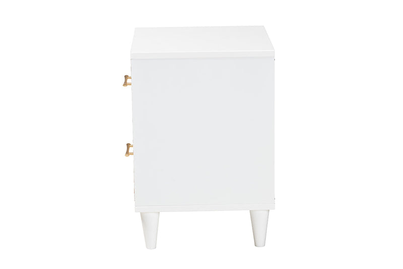 Hazel Carved Contrasting Nightstand Baxton