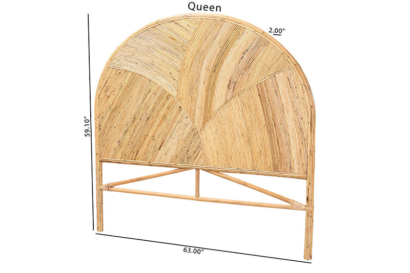 Nequiel Bohemian Honey Rattan Queen Size Standalone Headboard Baxton