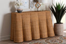 Claire Bohemian Honey Scallop Rattan Console Table Baxton