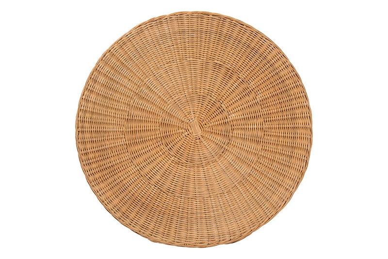 Claire Bohemian Honey Scallop Rattan End Table Baxton