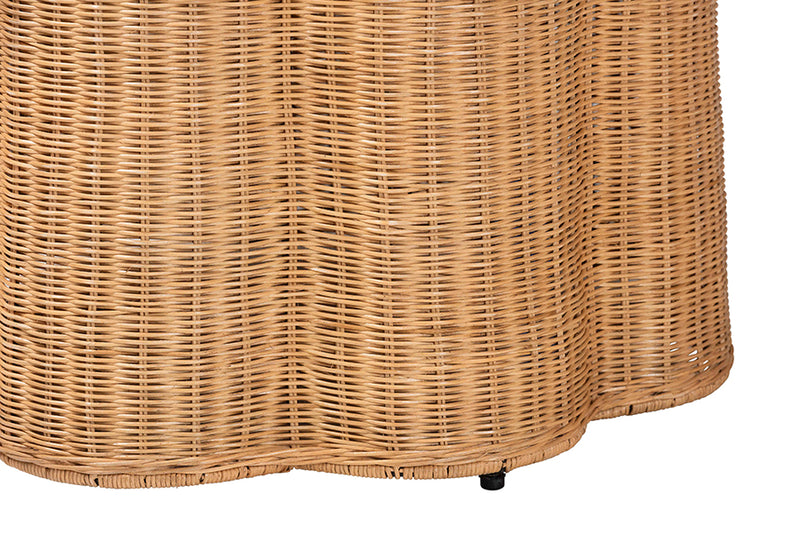 Claire Bohemian Honey Scallop Rattan End Table