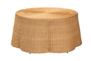 Claire Bohemian Honey Scallop Rattan Coffee Table Baxton