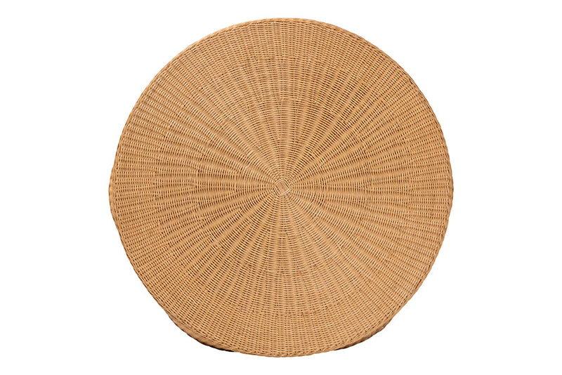 Claire Bohemian Honey Scallop Rattan Coffee Table Baxton