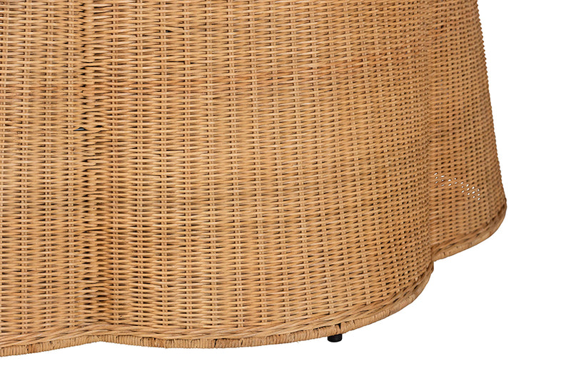 Claire Bohemian Honey Scallop Rattan Coffee Table