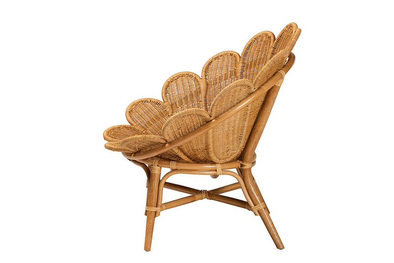 Goodwin Bohemian Honey Rattan Accent Flower Chair Baxton