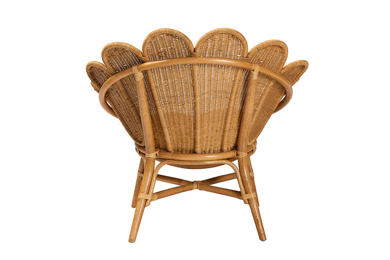 Goodwin Bohemian Honey Rattan Accent Flower Chair Baxton