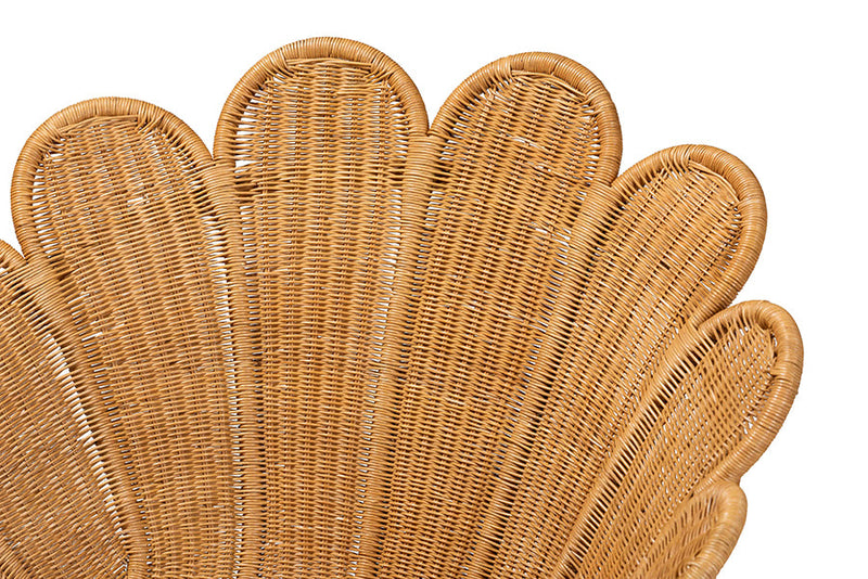 Goodwin Bohemian Honey Rattan Accent Flower Chair Baxton