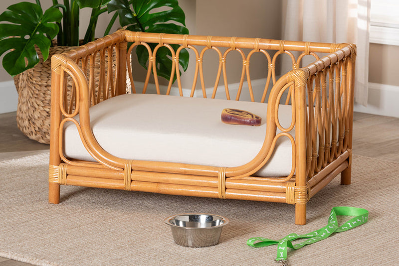 Manrico Bohemian Honey Rattan Pet Bed Baxton