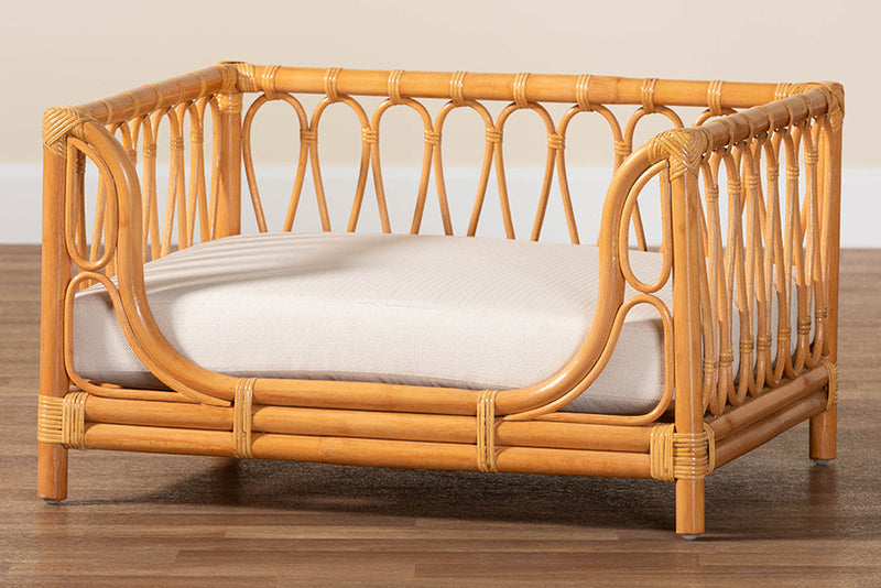Manrico Bohemian Honey Rattan Pet Bed Baxton