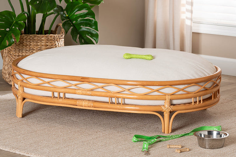 Callie Bohemian Honey Rattan Pet Bed Baxton