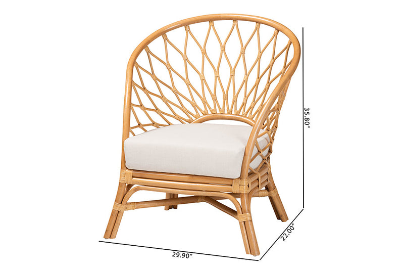 Luis Bohemian Honey Rattan Accent Chair Baxton
