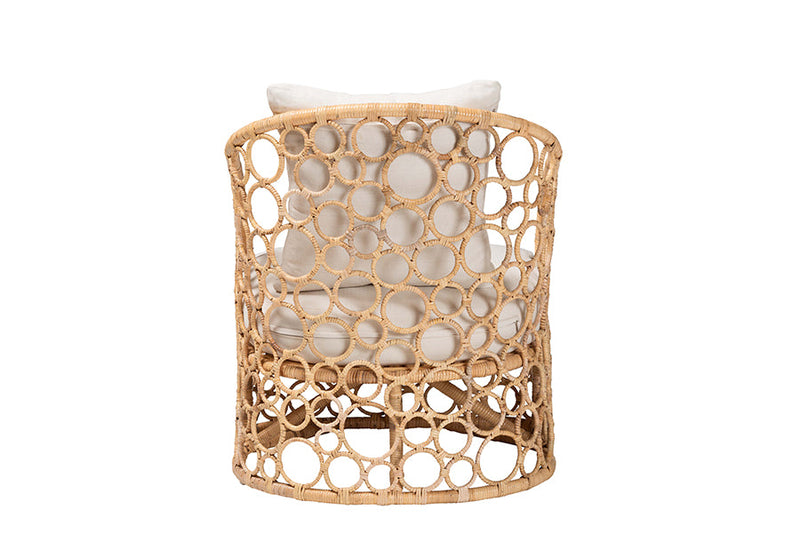 Premala Bohemian Light Honey Rattan Accent Chair Baxton