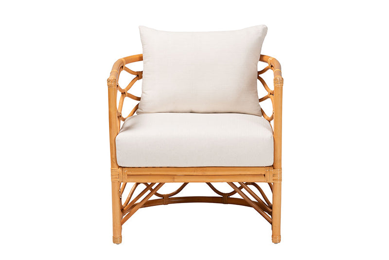 Emine Bohemian Light Honey Rattan Arm Chair Baxton