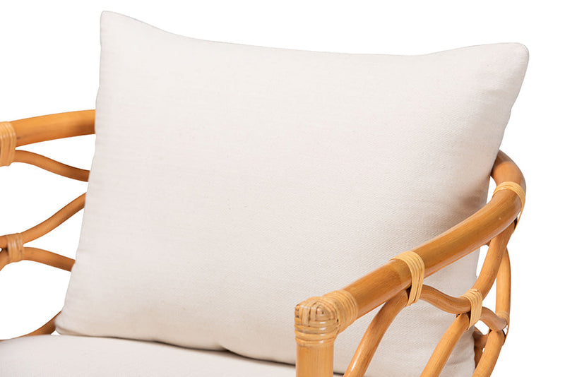 Emine Bohemian Light Honey Rattan Arm Chair Baxton