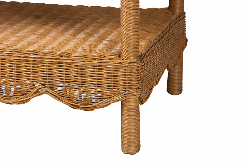 Philip Bohemian Light Honey Scalloped Rattan Console Table