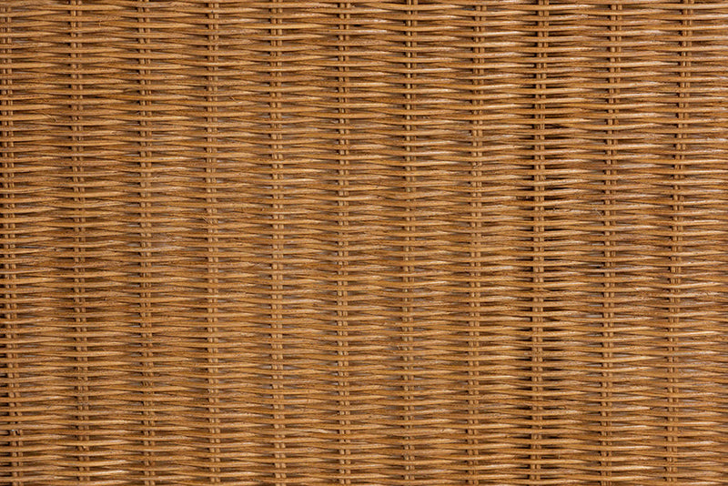 Philip Bohemian Light Honey Scalloped Rattan Console Table Baxton
