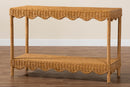 Philip Bohemian Light Honey Scalloped Rattan Console Table Baxton