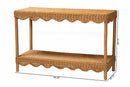 Philip Bohemian Light Honey Scalloped Rattan Console Table Baxton