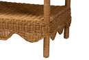 Philip Bohemian Light Honey Scalloped Rattan Side Table Baxton
