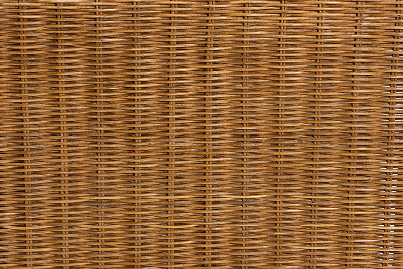 Philip Bohemian Light Honey Scalloped Rattan Side Table Baxton