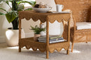 Philip Bohemian Light Honey Scalloped Rattan Side Table Baxton