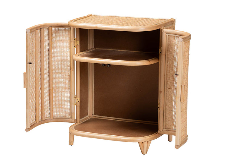 Braylon Bohemian Natural Rattan Storage Cabinet Baxton