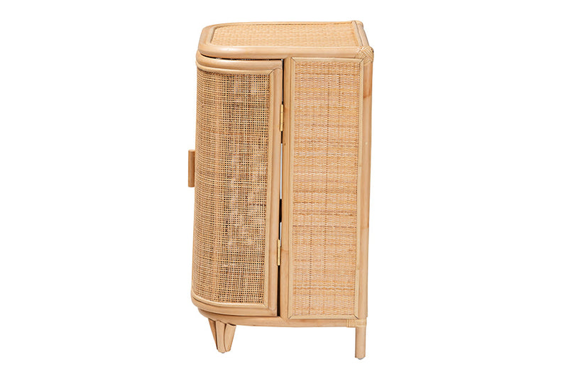 Braylon Bohemian Natural Rattan Storage Cabinet Baxton