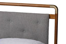 Reverie Light Gray Boucle Fabric and Walnut Brown Wood Queen Size Platform Bed Baxton