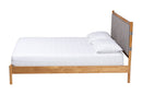 Lavinia Gray Fabric and Oak Brown Wood Queen Size Bed Baxton
