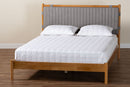 Lavinia Gray Fabric and Oak Brown Wood Queen Size Bed Baxton