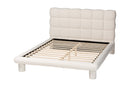 Neilan Modern Luxe Ivory Boucle Fabric Queen Size Bed Baxton