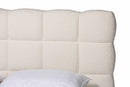 Neilan Modern Luxe Ivory Boucle Fabric Queen Size Bed Baxton