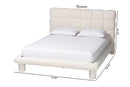 Neilan Modern Luxe Ivory Boucle Fabric Queen Size Bed Baxton