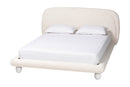 Patwin Modern Luxe Ivory Boucle Fabric Queen Size Bed Baxton