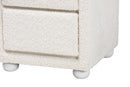 Cecilia Modern White Teddy-Bear Fabric and Rubberwood 2-Drawer Nightstand Baxton