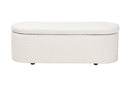 Babette Modern White Teddy-Bear Fabric Storage Bench Baxton