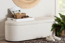 Babette Modern White Teddy-Bear Fabric Storage Bench Baxton