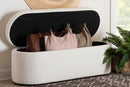 Babette Modern White Teddy-Bear Fabric Storage Bench Baxton