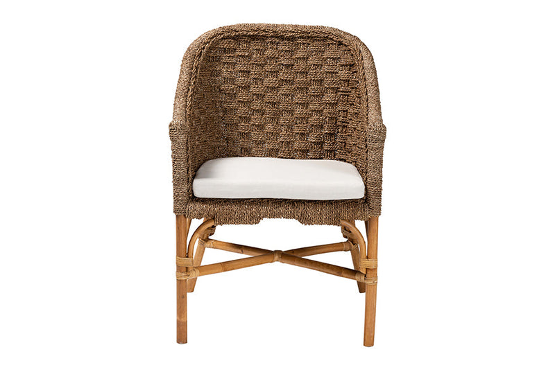 Lisen Bohemian Natural Seagrass and Rattan Arm Chair Baxton