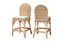 Valerie Bohemian Natural Rattan 2Pc Counter Stool Set Baxton