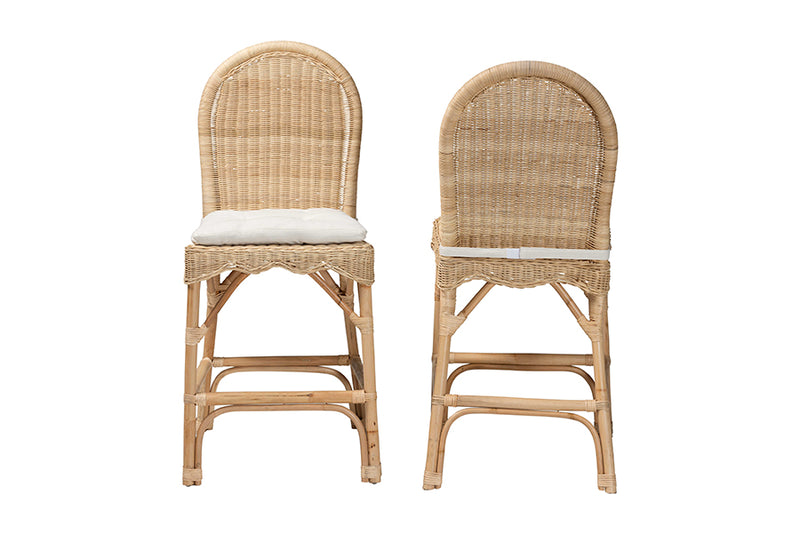 Valerie Bohemian Natural Rattan 2-Piece Counter Stool Set