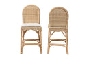 Valerie Bohemian Natural Rattan 2Pc Counter Stool Set Baxton