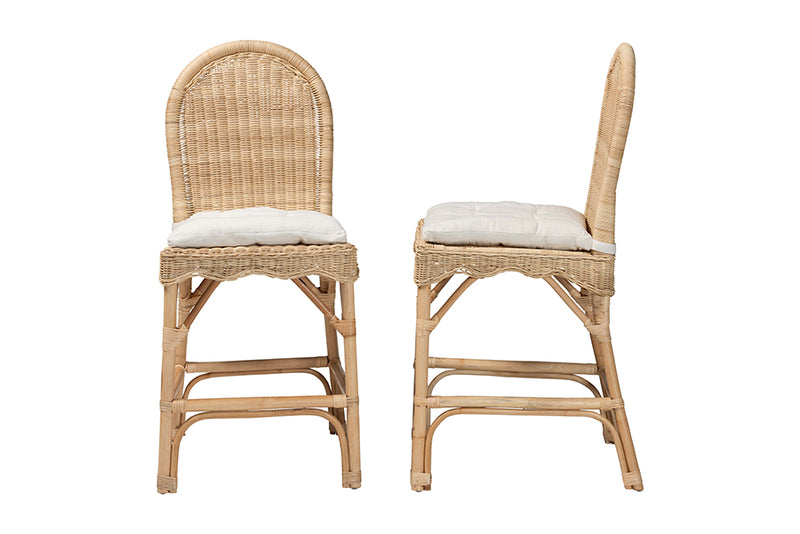 Valerie Bohemian Natural Rattan 2-Piece Counter Stool Set