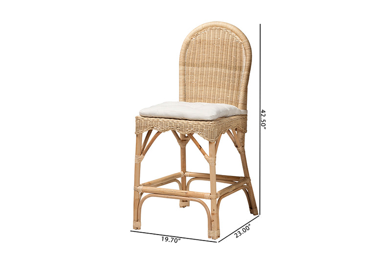 Valerie Bohemian Natural Rattan 2-Piece Counter Stool Set