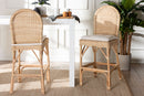 Valerie Bohemian Natural Rattan 2Pc Bar Stool Set Baxton
